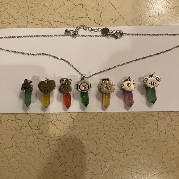 BTS/BT21 Charm Crystal Pendant Necklace - Picture 2 of 5